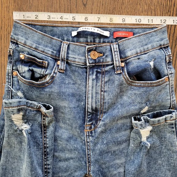 Celebrity Pink The Spice Hi-Rise Distressed Skinny Jeans Size Junior's 5 - Picture 8 of 13